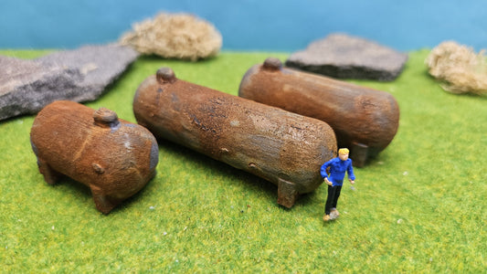 3x verrosteter LPG Tank im Echtrost-Look oder unbemalt