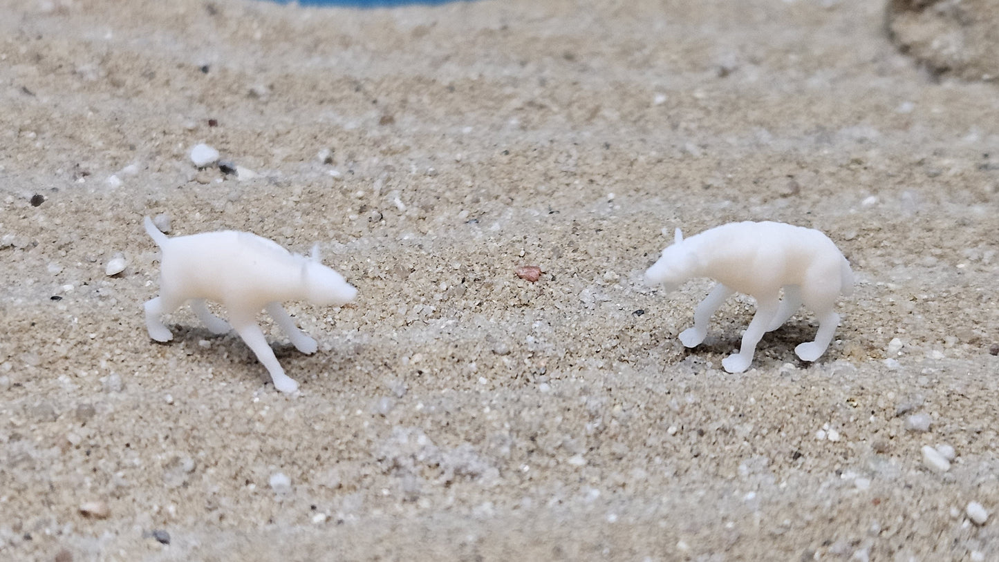 2x Hyänen Raubtiere aus Resin 1:87 (H0) - bemalt oder unbemalt