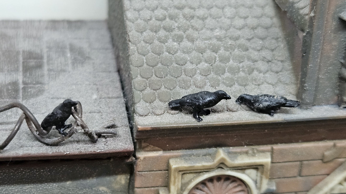 3x Kolkrabe Rabe aus Resin 1:87 (H0) - bemalt oder unbemalt