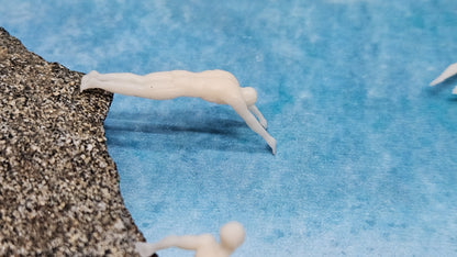 4x Schwimmer Klippenspringer Figuren für Spur H0 (1:87)