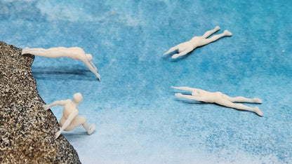 4x Schwimmer Klippenspringer Figuren für Spur H0 (1:87)