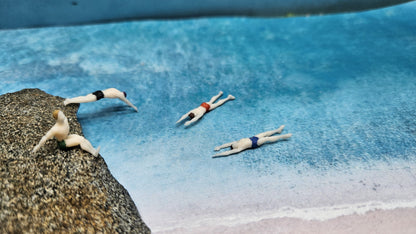 4x Schwimmer Klippenspringer Figuren für Spur H0 (1:87)