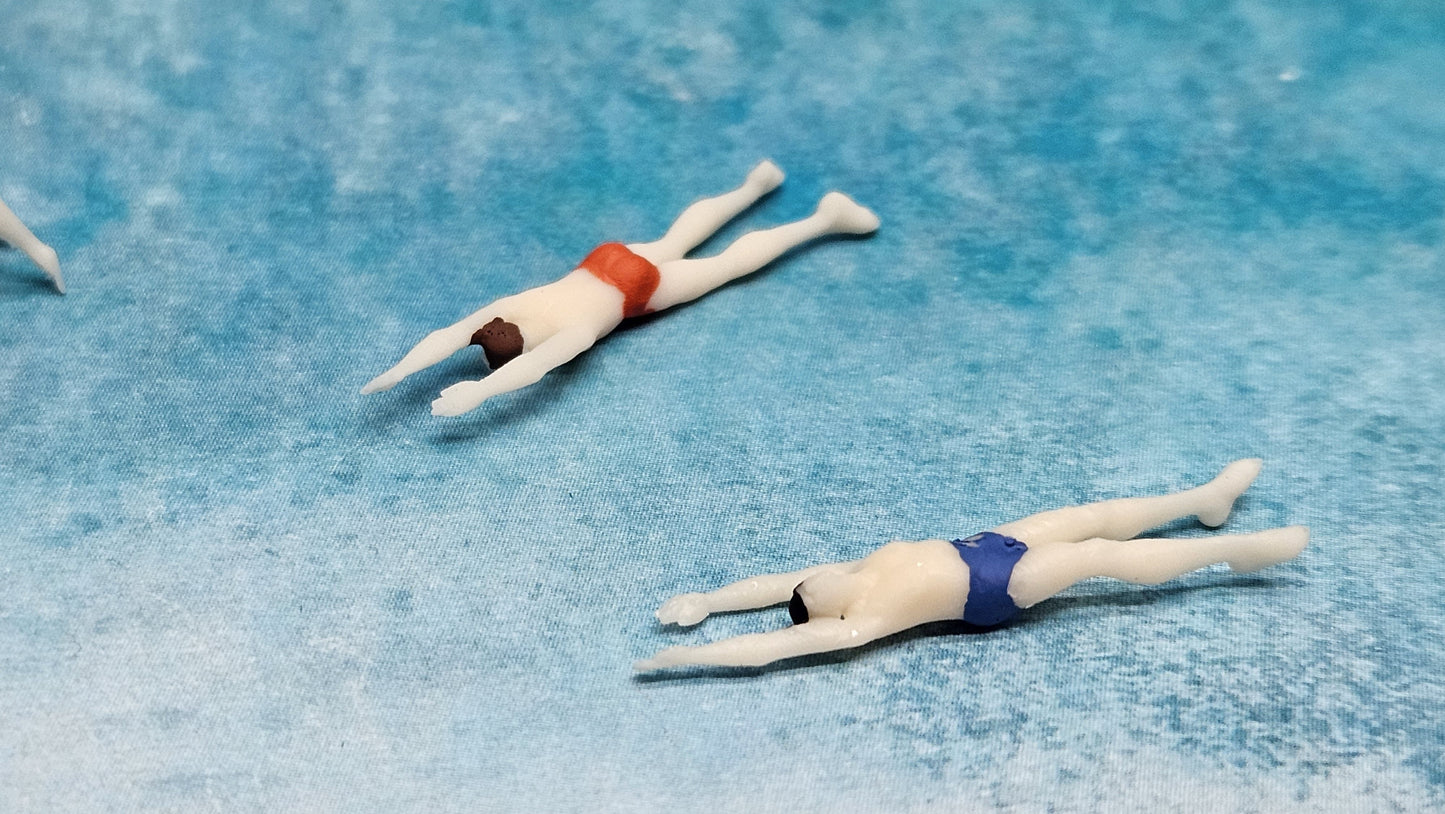 4x Schwimmer Klippenspringer Figuren für Spur H0 (1:87)