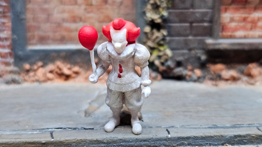 Horror Clown mit rotem Ballon aus Resin - wahlweise bemalt