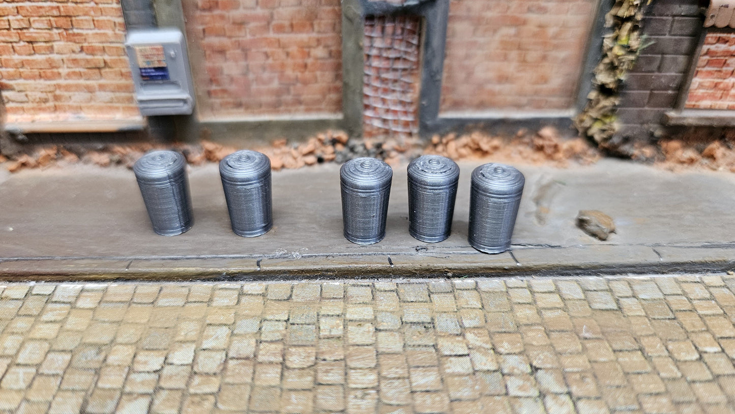 5-10 Stück Mülltonnen Mülleimer Blechtonnen silber