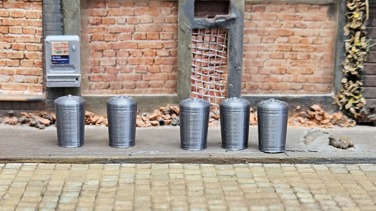 5-10 Stück Mülltonnen Mülleimer Blechtonnen silber