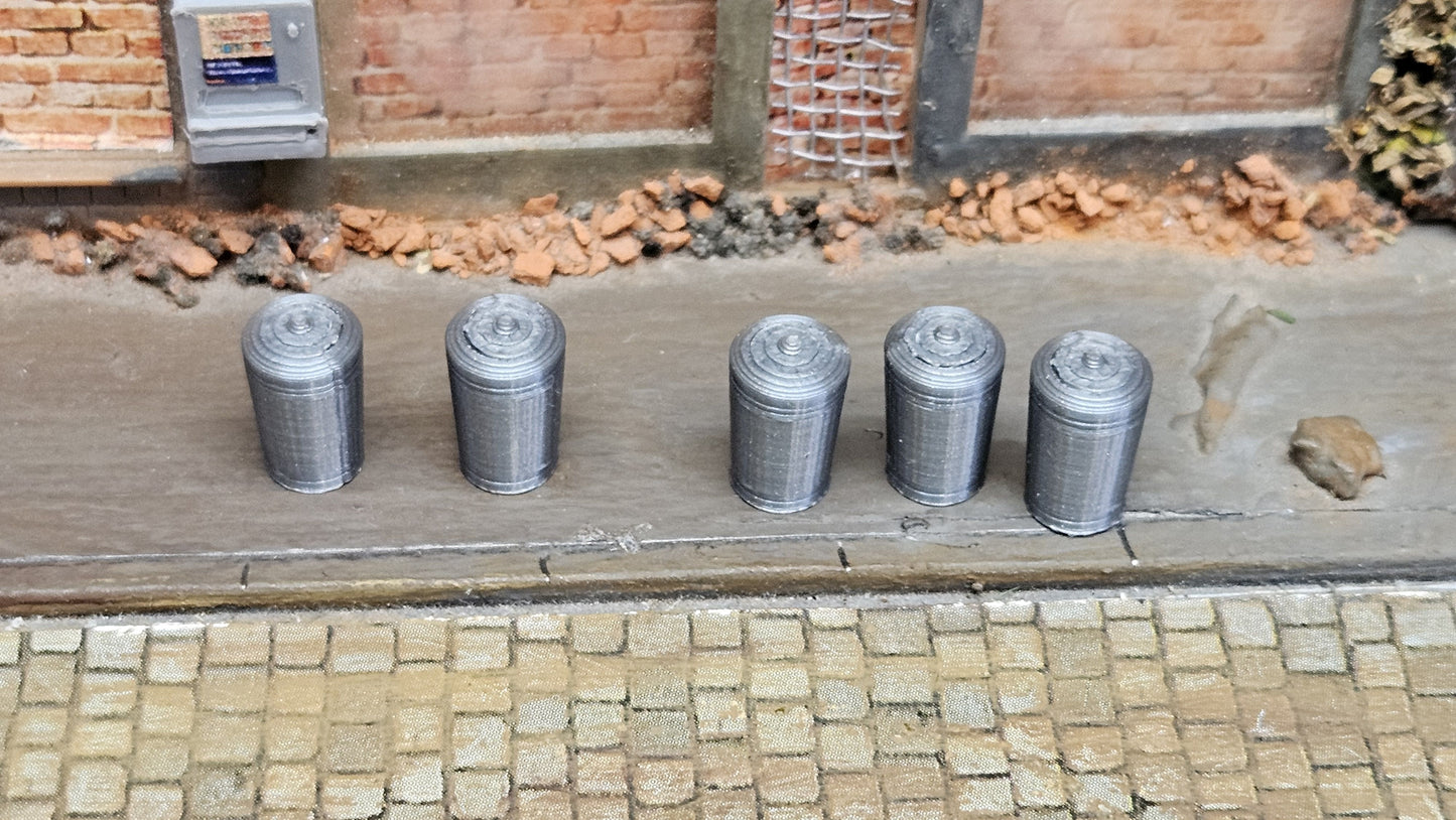 5-10 Stück Mülltonnen Mülleimer Blechtonnen silber