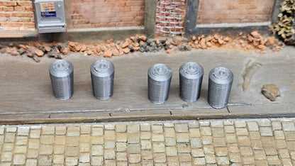 5-10 Stück Mülltonnen Mülleimer Blechtonnen silber