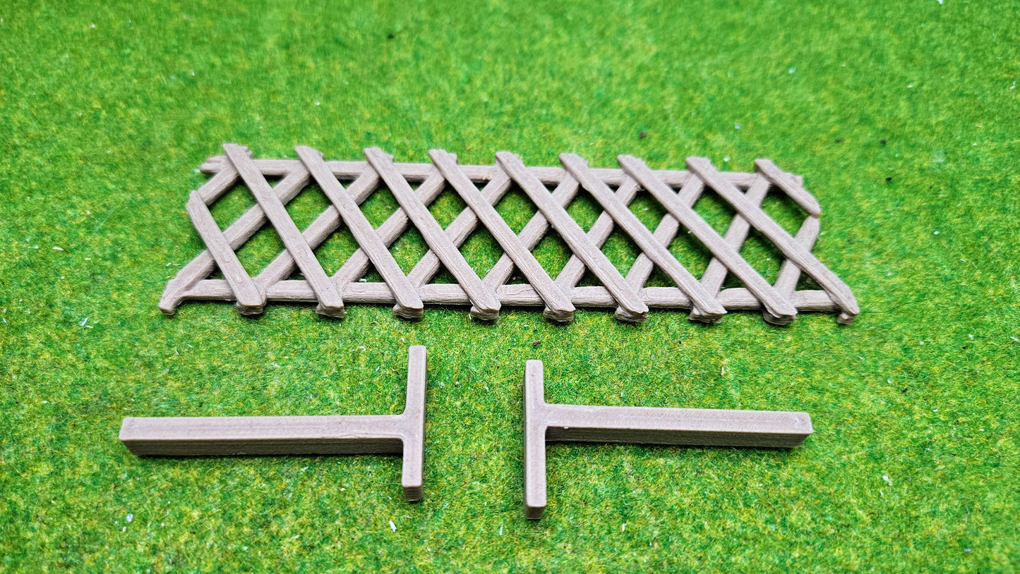 Jägerzaun Holzzaun Zaun - 2 Zaunfelder + Füße für Spur G