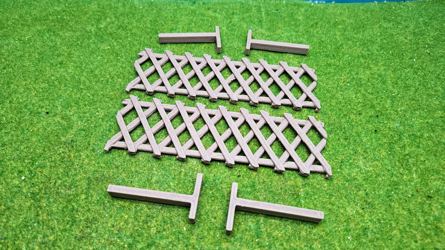 Jägerzaun Holzzaun Zaun - 2 Zaunfelder + Füße für Spur G
