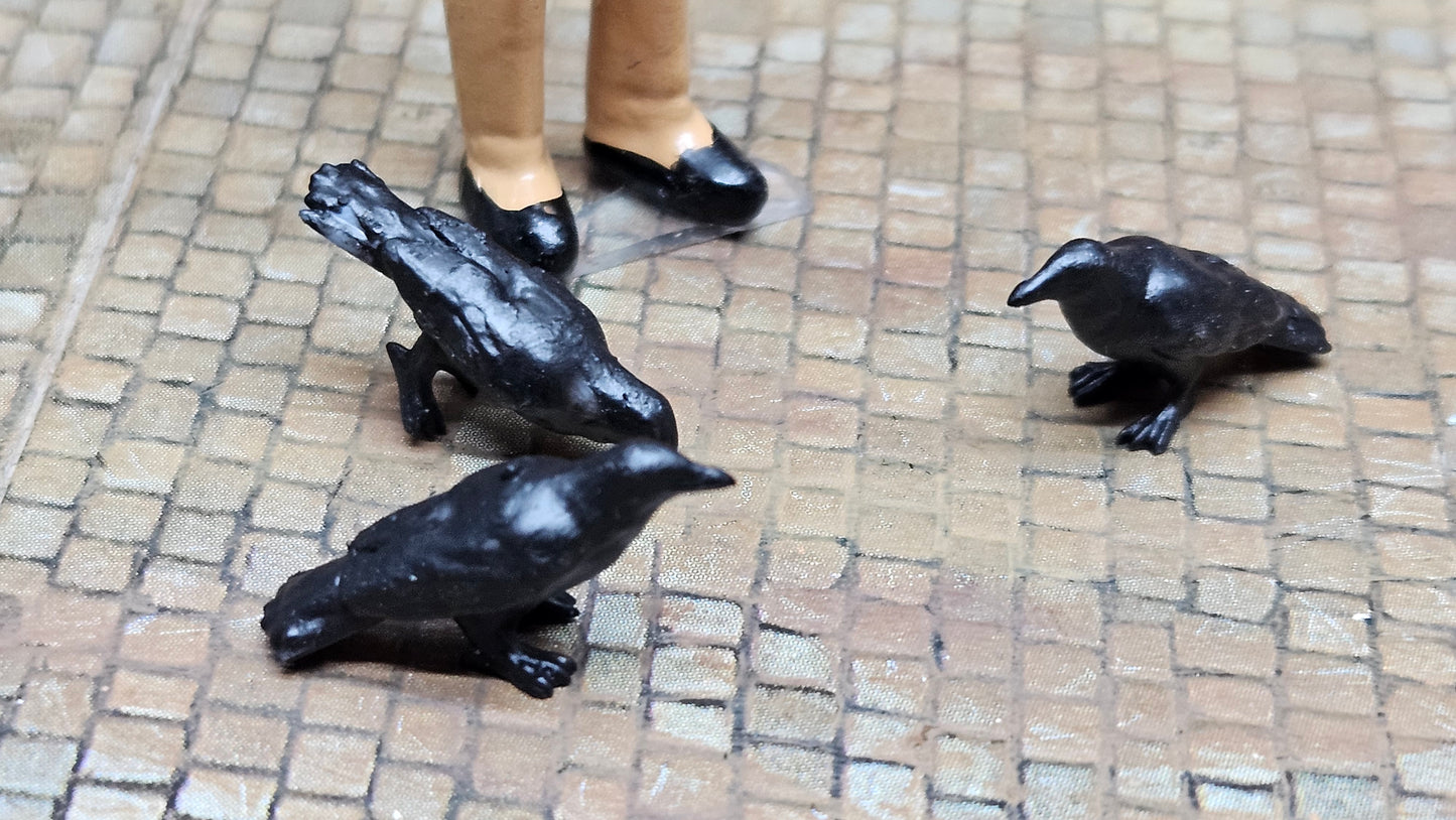3x Kolkrabe Rabe aus Resin - bemalt oder unbemalt - verschiedene Maßstäbe
