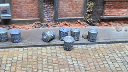 5-10 Stück Mülltonnen Mülleimer Blechtonnen silber
