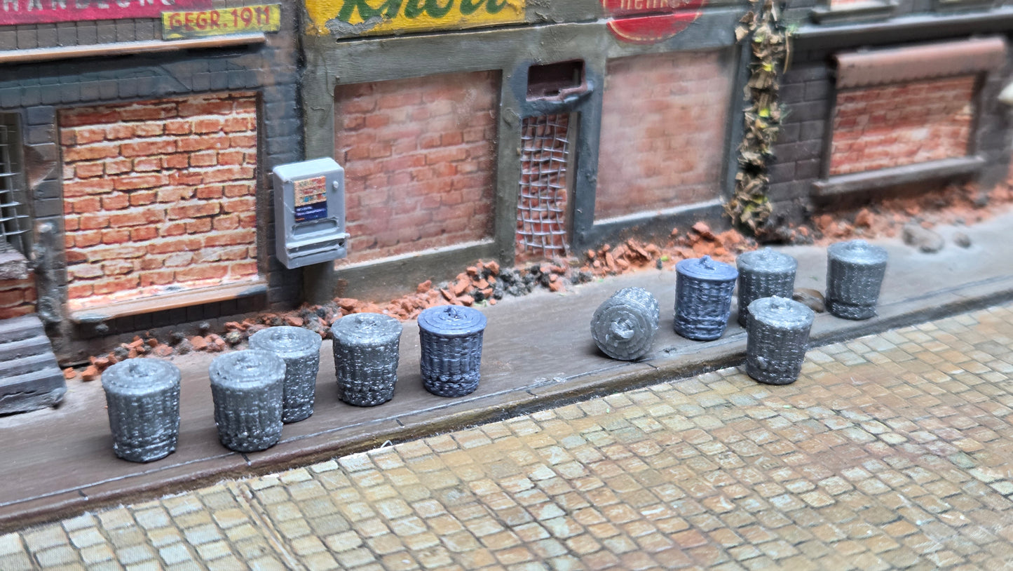 5-10 Stück Mülltonnen Mülleimer Blechtonnen silber