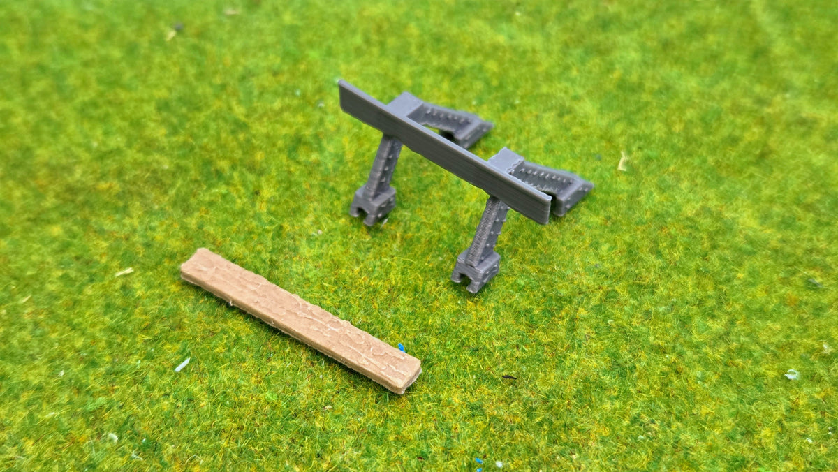 Prellbock Gleisabschluss H0 und Spur 0 (1:45) Schienen mit Holzpuffer optional rostlook