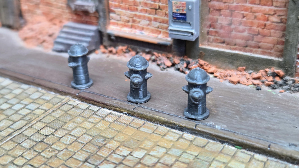 3er Set Hydranten Silber Feuerhydrant Straße Industrie