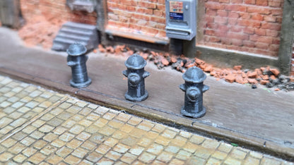 3er Set Hydranten Silber Feuerhydrant Straße Industrie