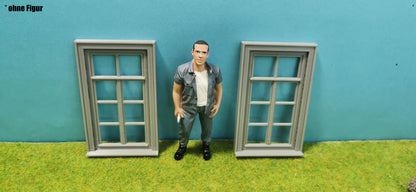 2x Fenster Set "Altbau" für Häuser, Fabriken usw. - optional rostig
