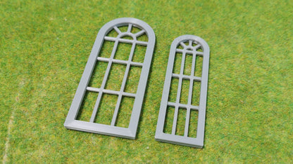 2x Altbau Fenster "Rundbogen" Fenster mit Sprossenoptik - optional rostig