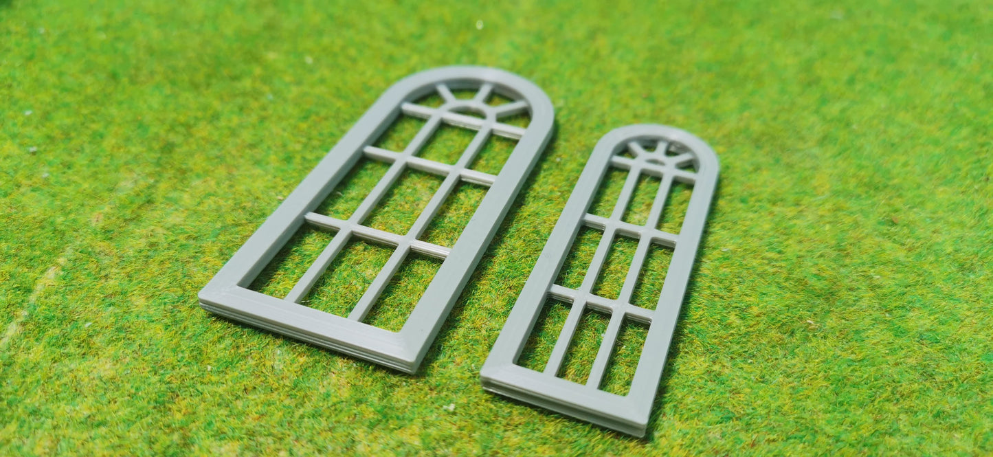 2x Altbau Fenster "Rundbogen" Fenster mit Sprossenoptik - optional rostig