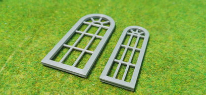 2x Altbau Fenster "Rundbogen" Fenster mit Sprossenoptik - optional rostig