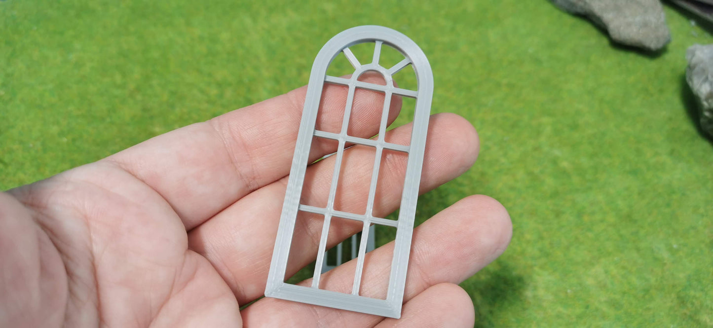 2x Altbau Fenster "Rundbogen" Fenster mit Sprossenoptik - optional rostig