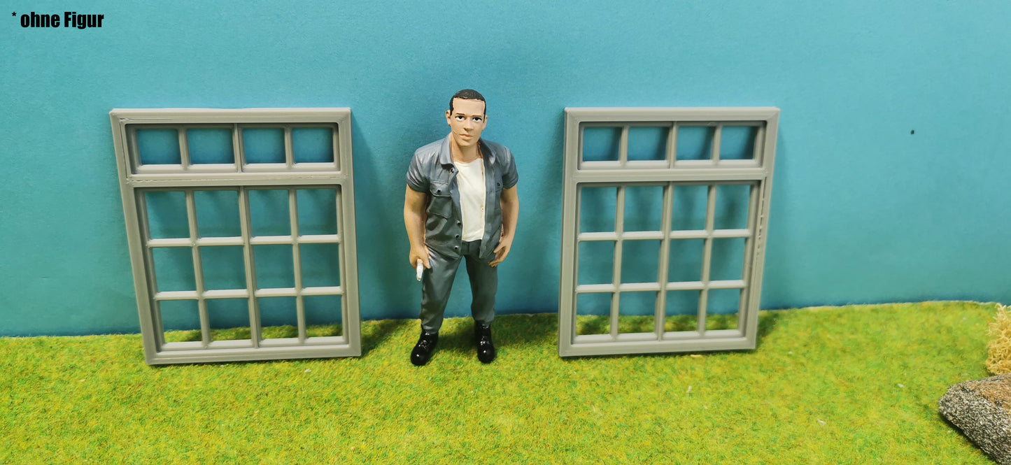 2x Industrie Fenster Set für Häuser, Fabriken usw. - optional rostig
