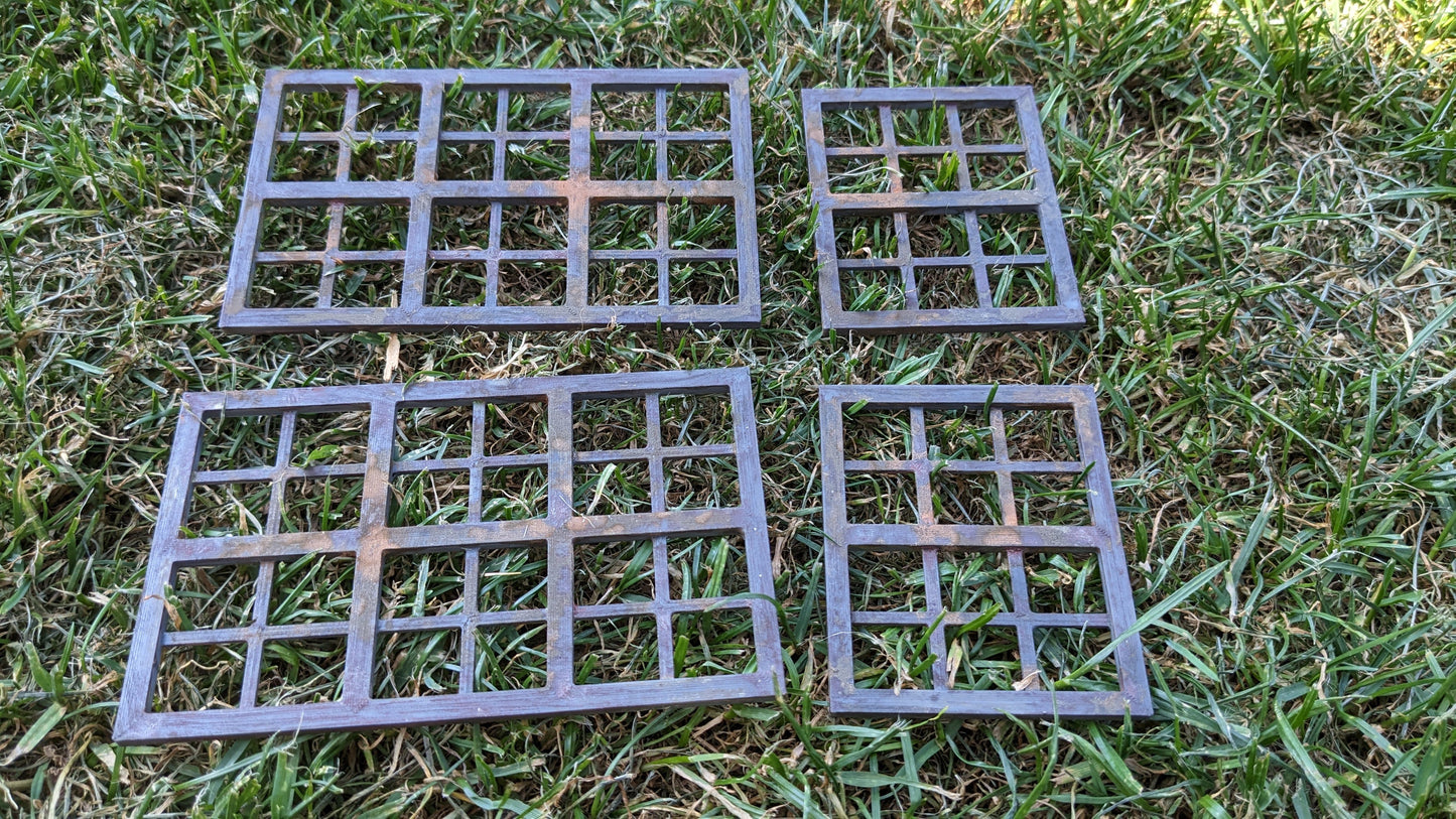 4x rostige Industrie Fenster Set für Häuser, Fabriken usw.