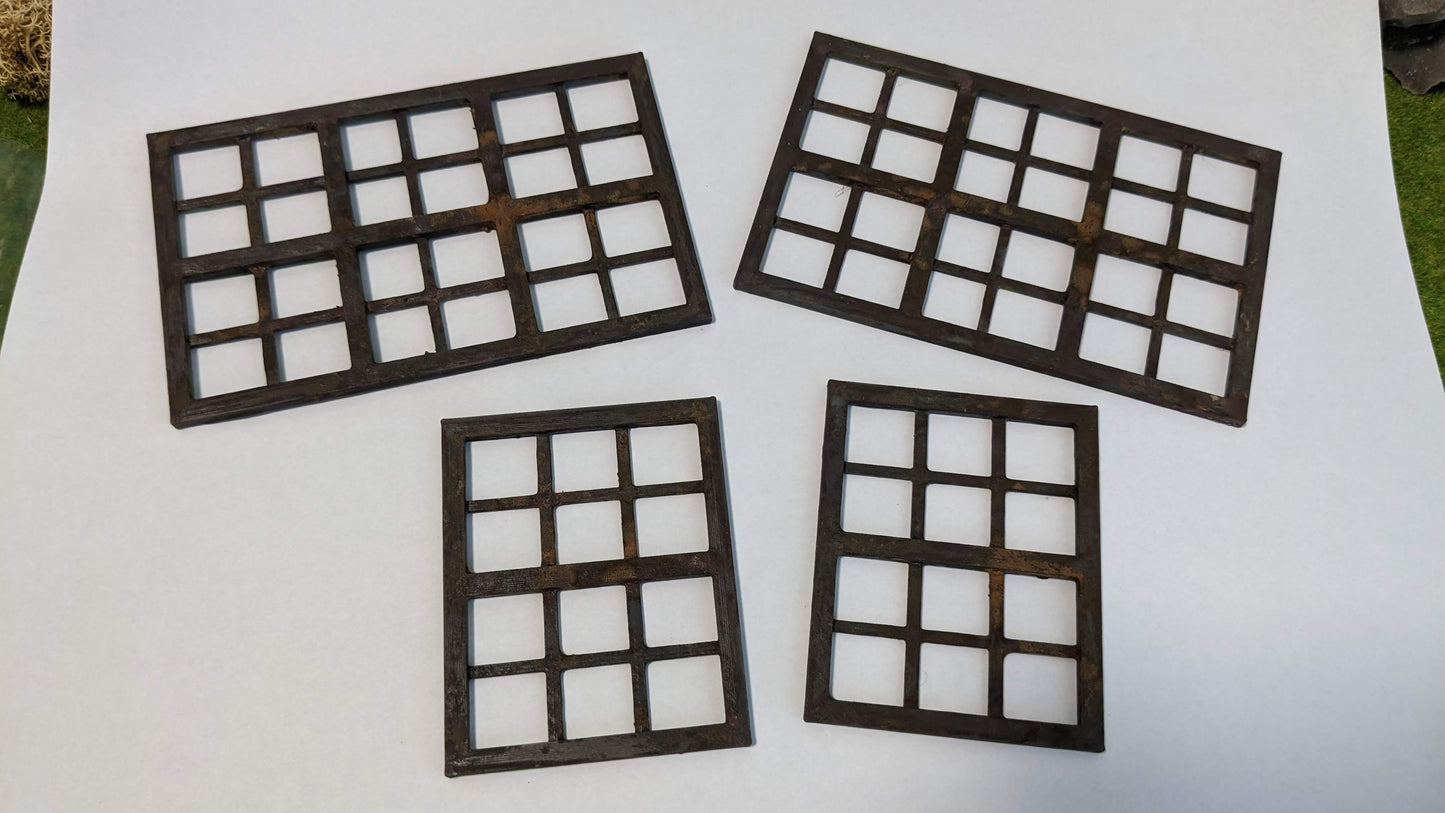 4x rostige Industrie Fenster Set für Häuser, Fabriken usw.