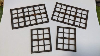 4x rostige Industrie Fenster Set für Häuser, Fabriken usw.