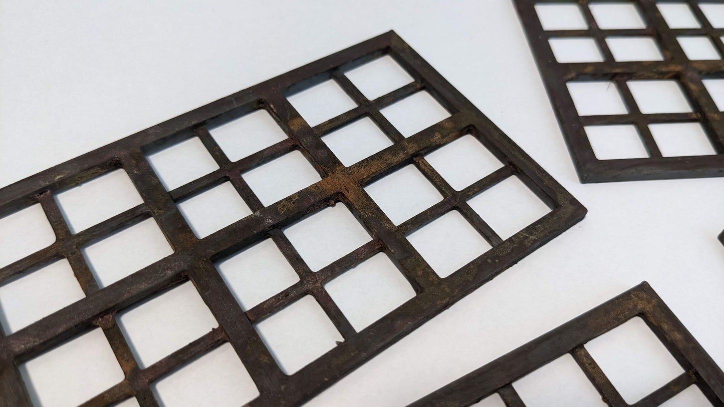 4x rostige Industrie Fenster Set für Häuser, Fabriken usw.