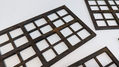 4x rostige Industrie Fenster Set für Häuser, Fabriken usw.