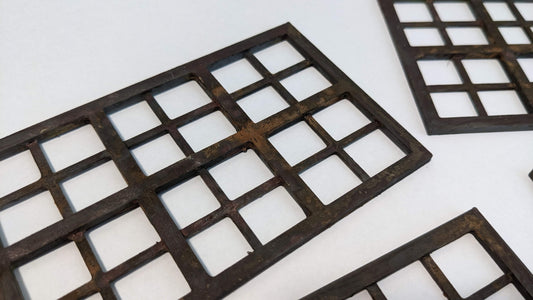 4x rostige Industrie Fenster Set für Häuser, Fabriken usw.