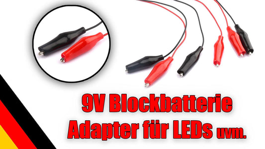 3x Krokodilklemme Batterie-Clip für 9V Block Batterie