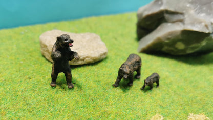 3x Bären Braunbär Grizzly Figuren Set Tiere 1:87 (H0) - bemalt