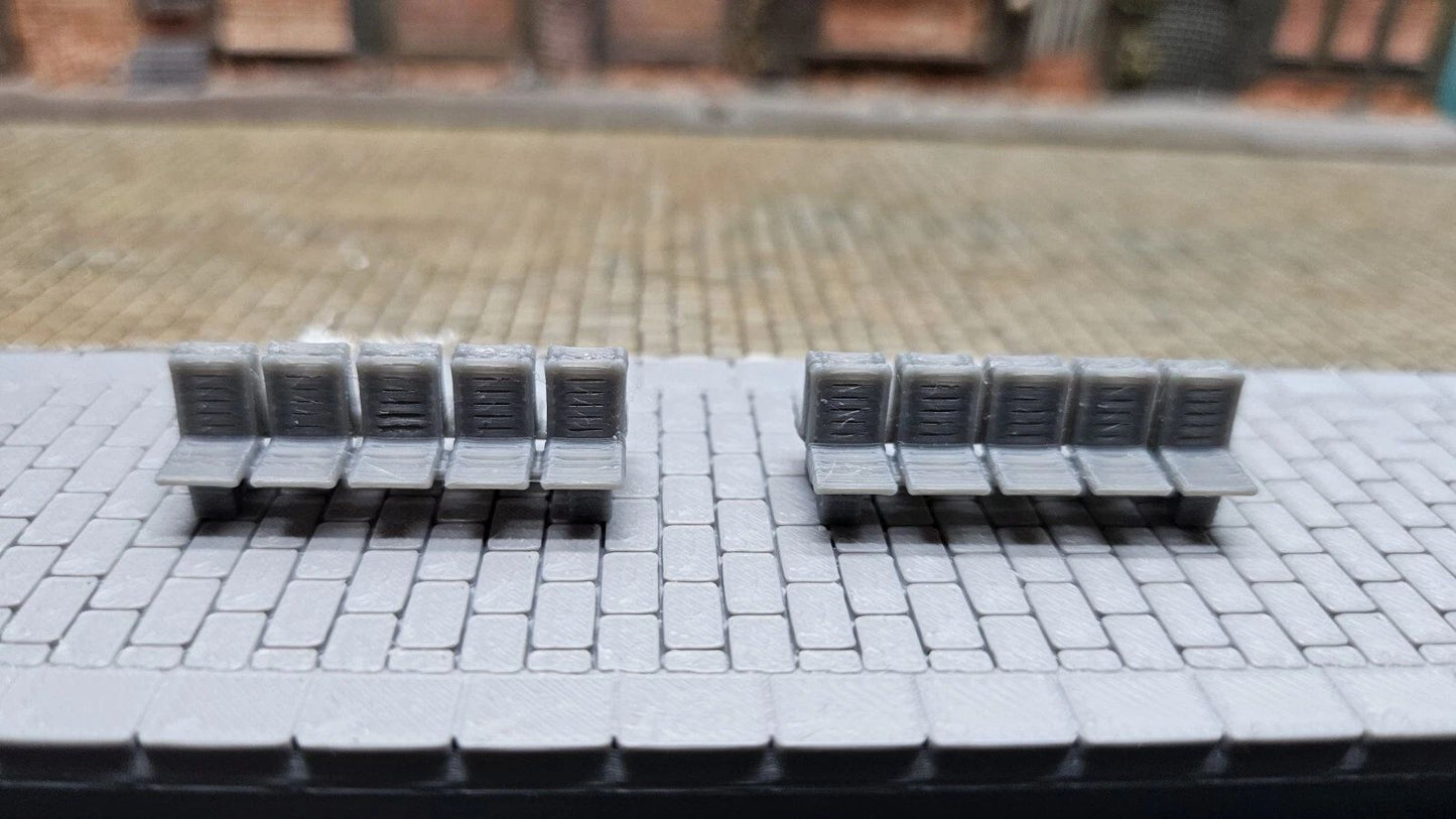 4 Stück Bahnsteigsitze für Bahnhof Bahnsteig Haltestellen Sitze Sitzbank