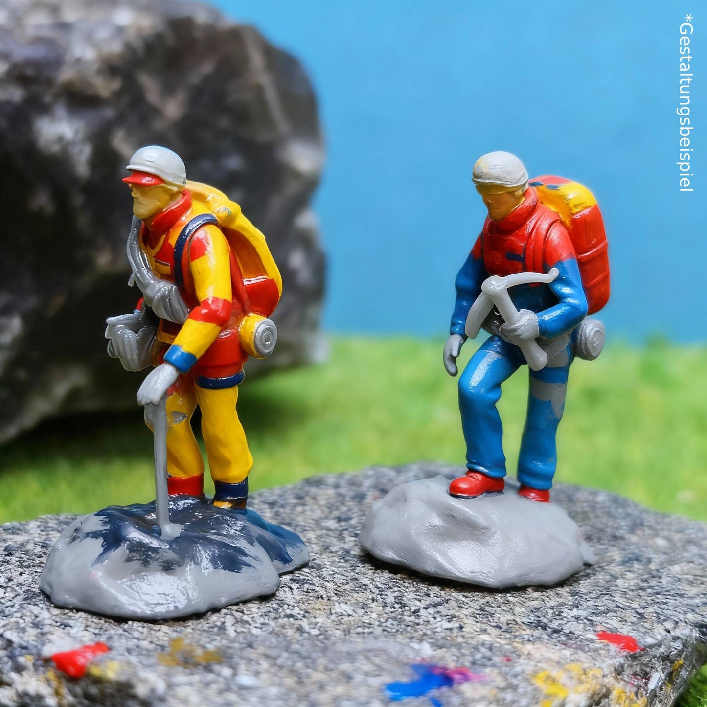 2x Bergsteiger Figuren aus Resin - unbemalt