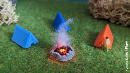 3 Zelte mit Lagerfeuer für Campingplatz (inkl. Feuer-LED)
