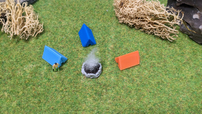 3 Zelte mit Lagerfeuer für Campingplatz (inkl. Feuer-LED)