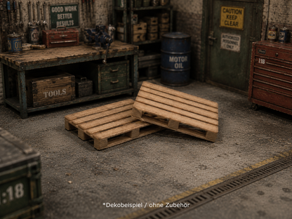 2 Europaletten 1:18 aus Echtholzfilament als Ladegut Palette  Holzpaletten Transportpalette (Kopie)