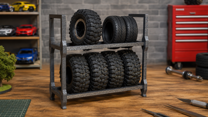 Reifenregal Werkstattregal Garage für Modellbau Diorama Reifen