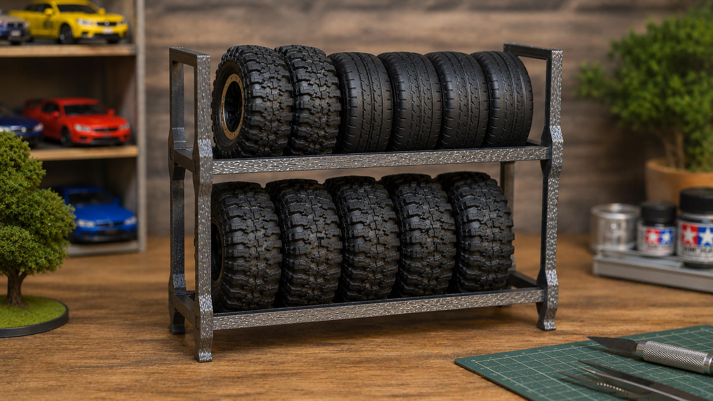 Reifenregal Werkstattregal Garage für Modellbau Diorama Reifen