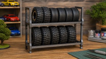 Reifenregal Werkstattregal Garage für Modellbau Diorama Reifen