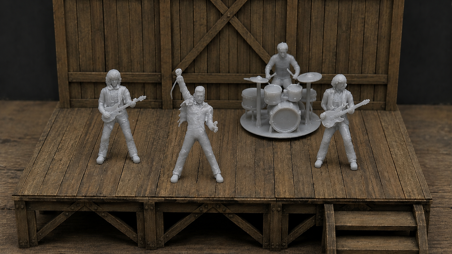 4x Figuren Rockband Band Musiker für Bühne, Stadtfest, Konzert