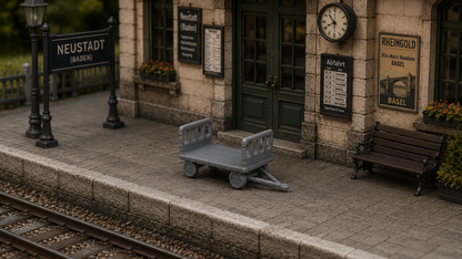 Moderne Gepäckkarre Bahnsteig Gepäckwagen Bahnhof Transportwagen