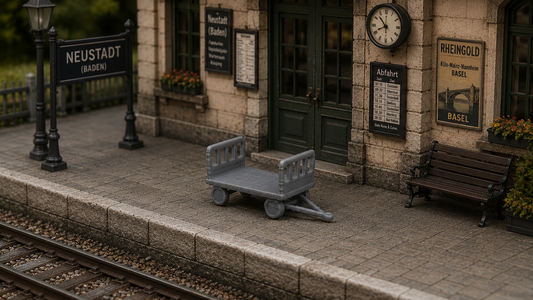 Moderne Gepäckkarre Bahnsteig Gepäckwagen Bahnhof Transportwagen