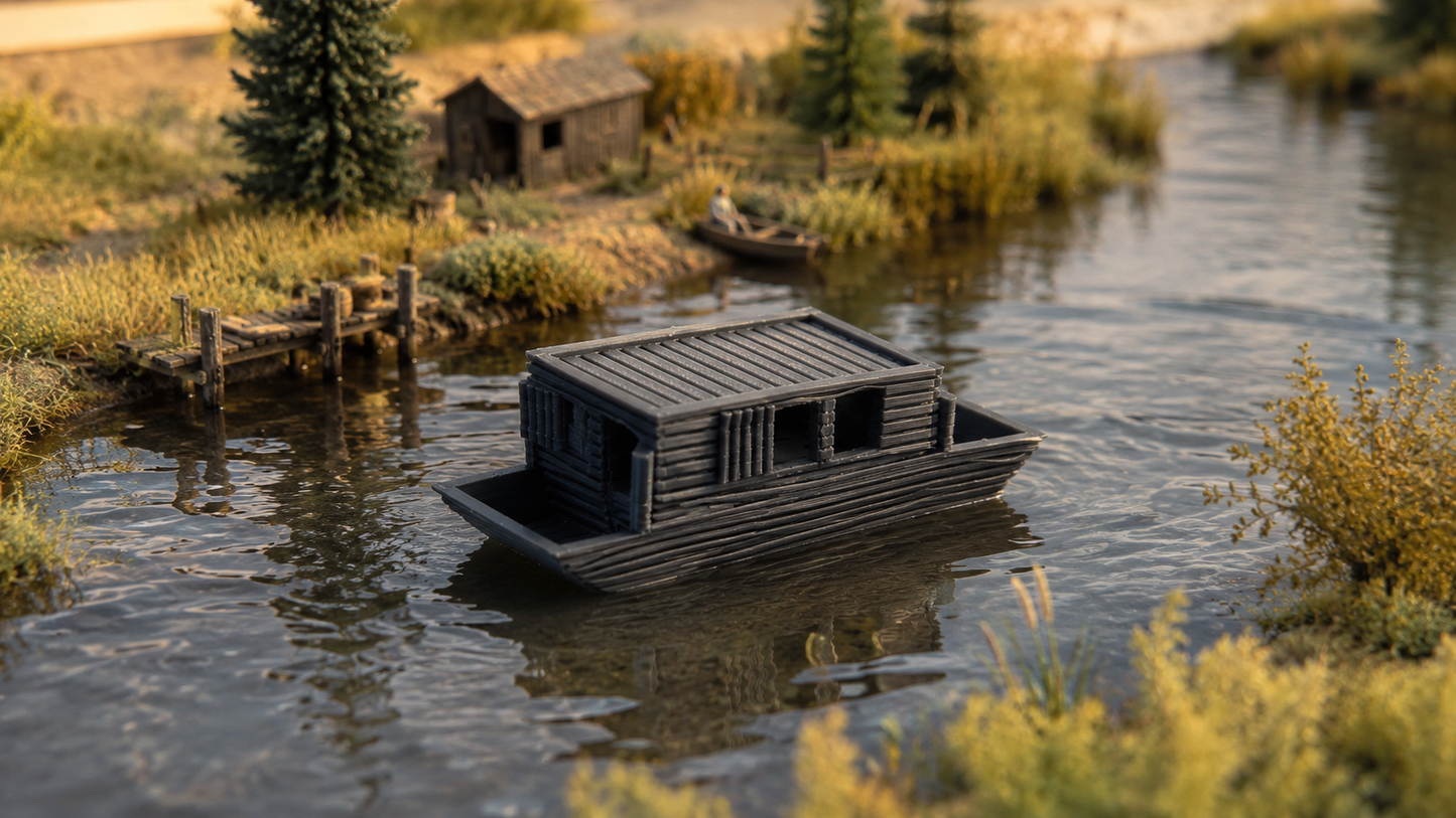 Hausboot Ponton Boot für Wasser Diorama