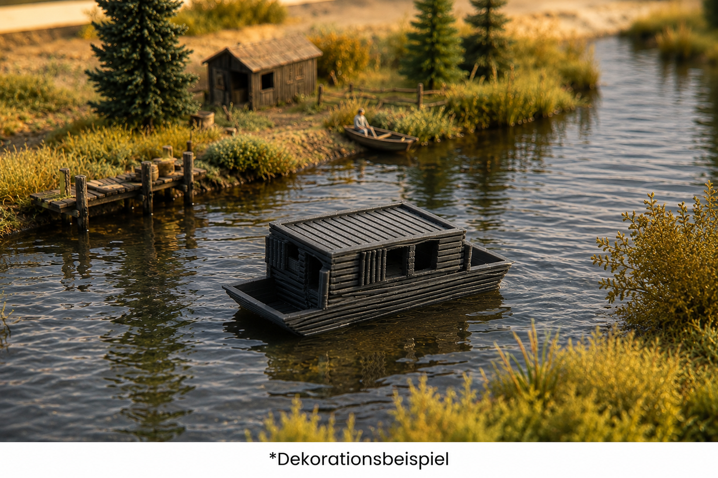 Hausboot Ponton Boot für Wasser Diorama