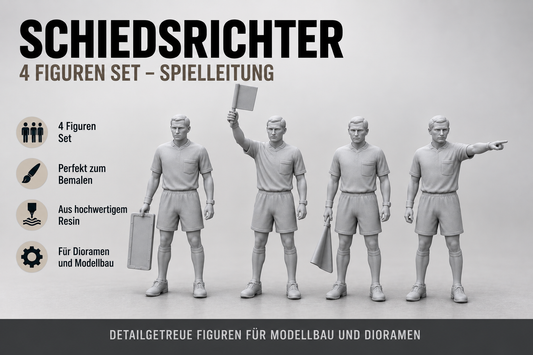 4x Schiri Figuren Set Schiedsrichter Team aus Resin Fussball