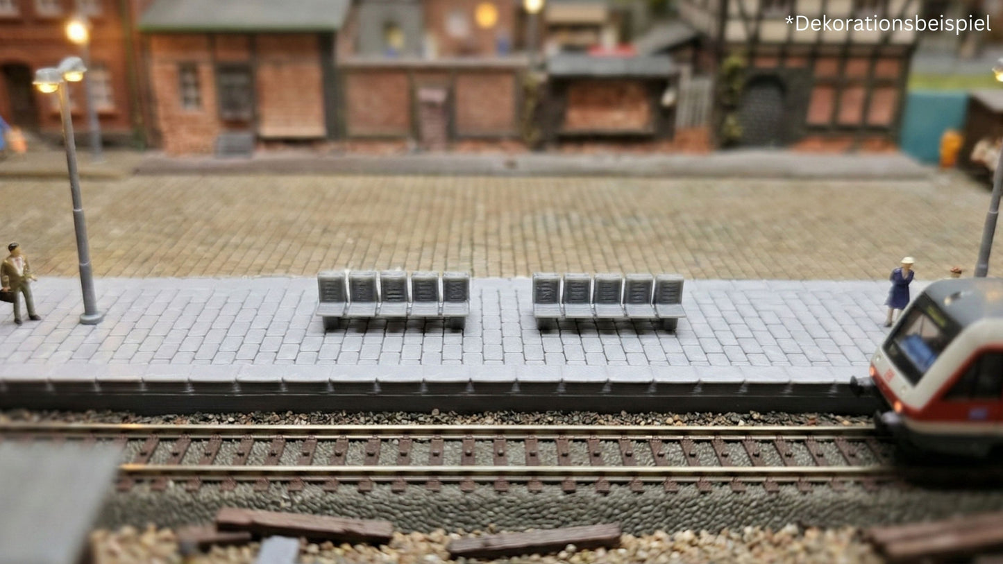 4 Stück Bahnsteigsitze für Bahnhof Bahnsteig Haltestellen Sitze Sitzbank