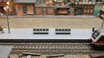 4 Stück Bahnsteigsitze für Bahnhof Bahnsteig Haltestellen Sitze Sitzbank